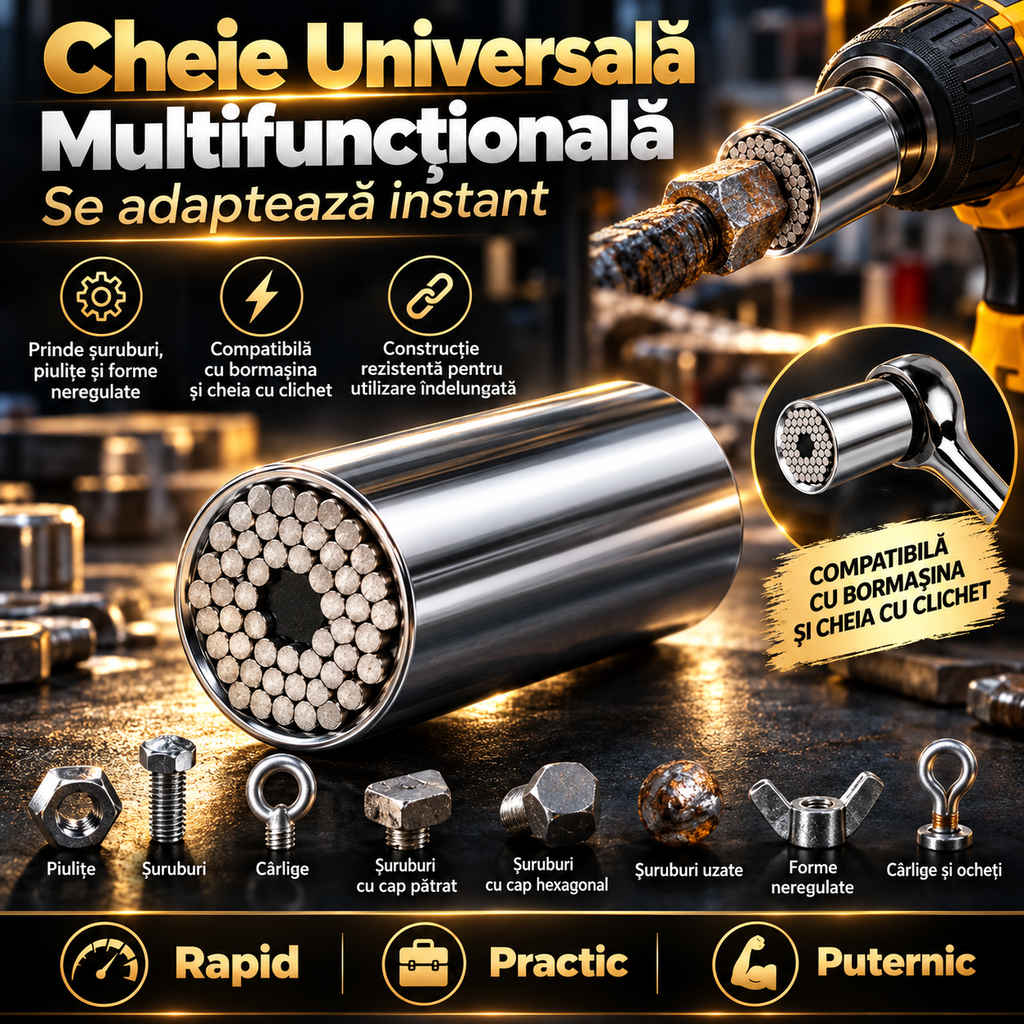 Cap Universal pentru Bormașină și Cheie cu Clichet 7-19 mm