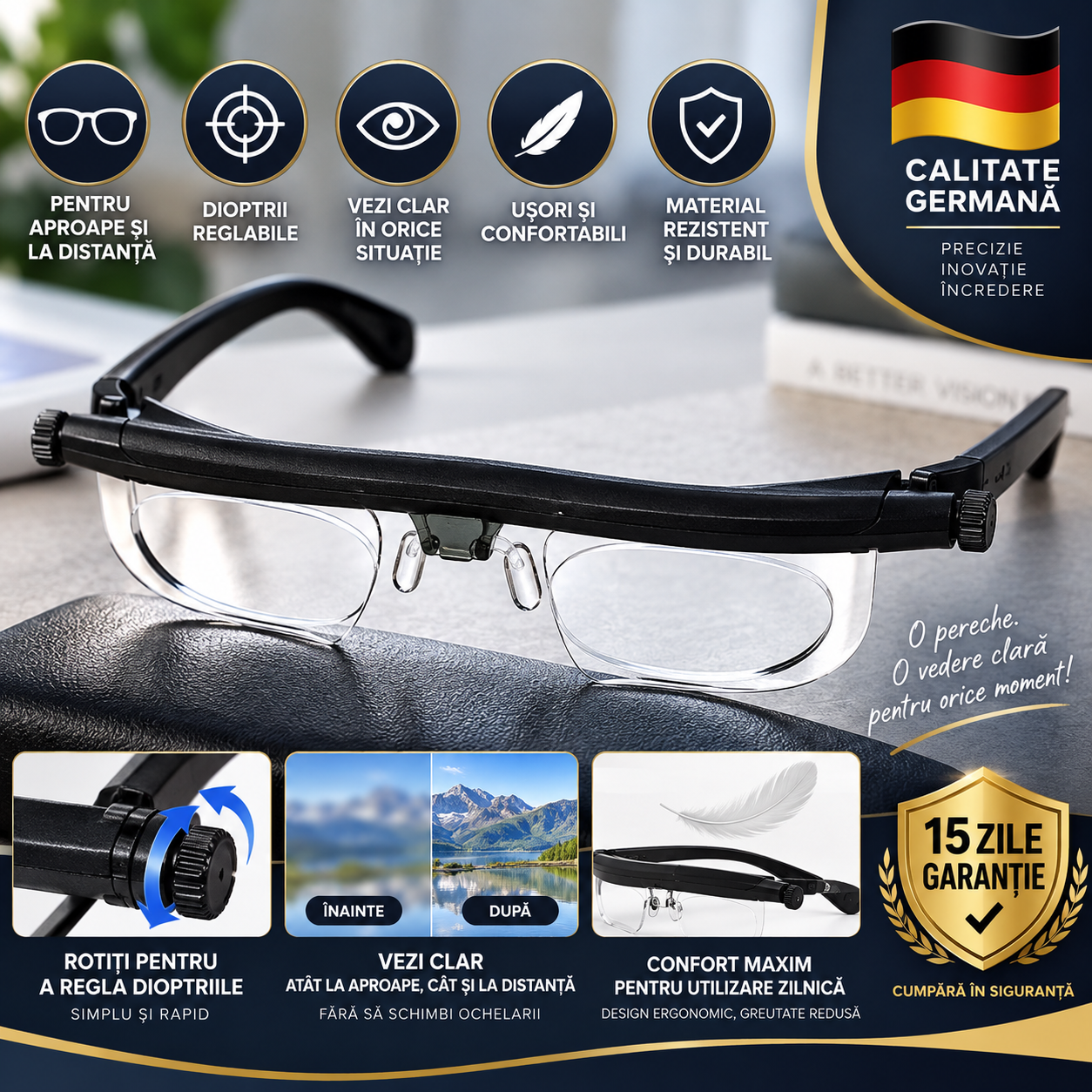 SmartVision HD - Ochelari cu Dioptrii Reglabile