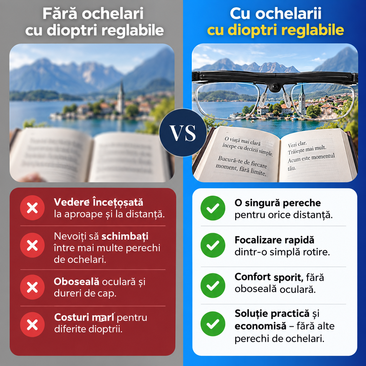 SmartVision HD - Ochelari cu Dioptrii Reglabile