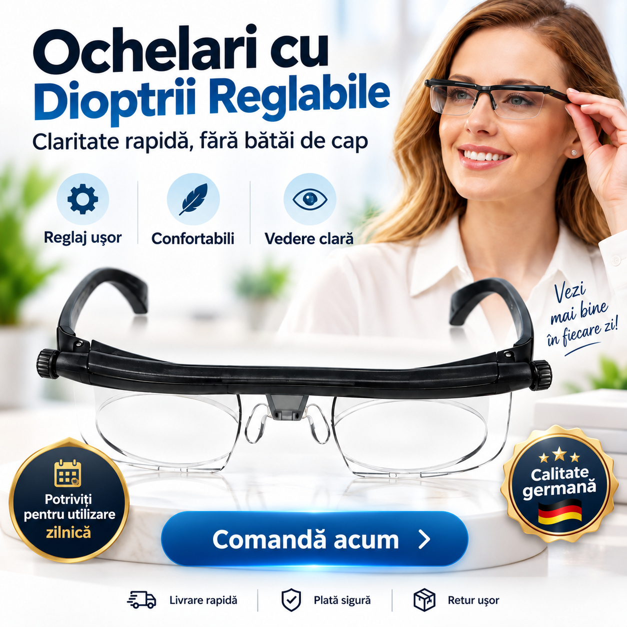 SmartVision HD - Ochelari cu Dioptrii Reglabile