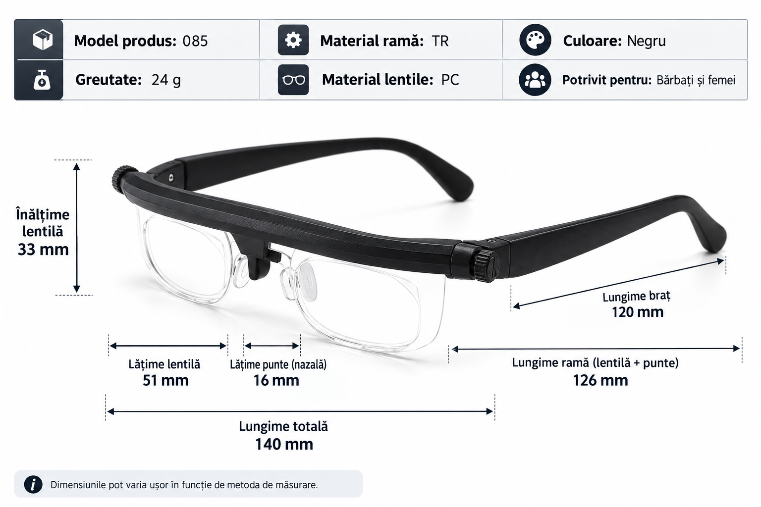 SmartVision HD - Ochelari cu Dioptrii Reglabile