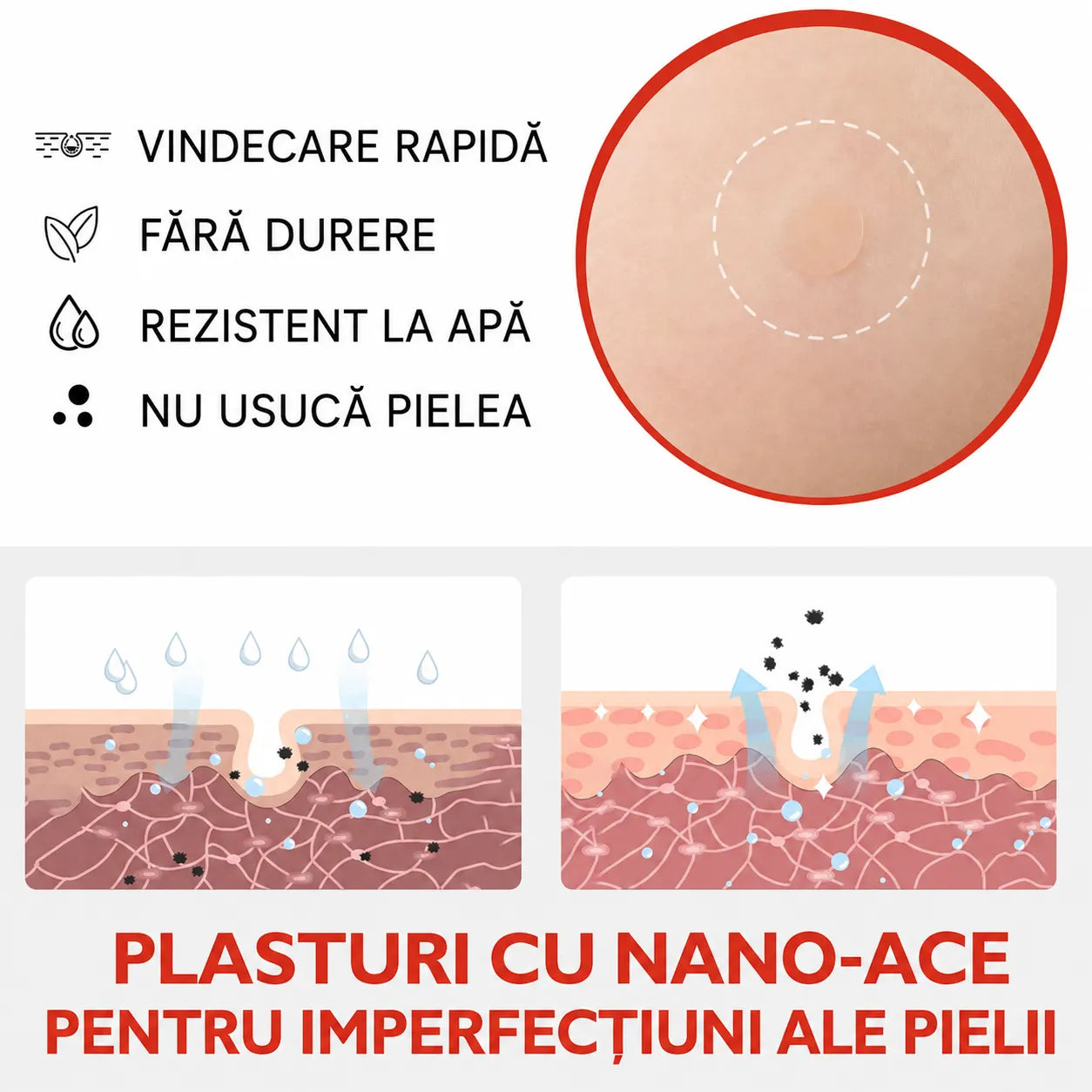 DermaLux - 144 plasturi pentru înlăturarea imperfecțiunilor