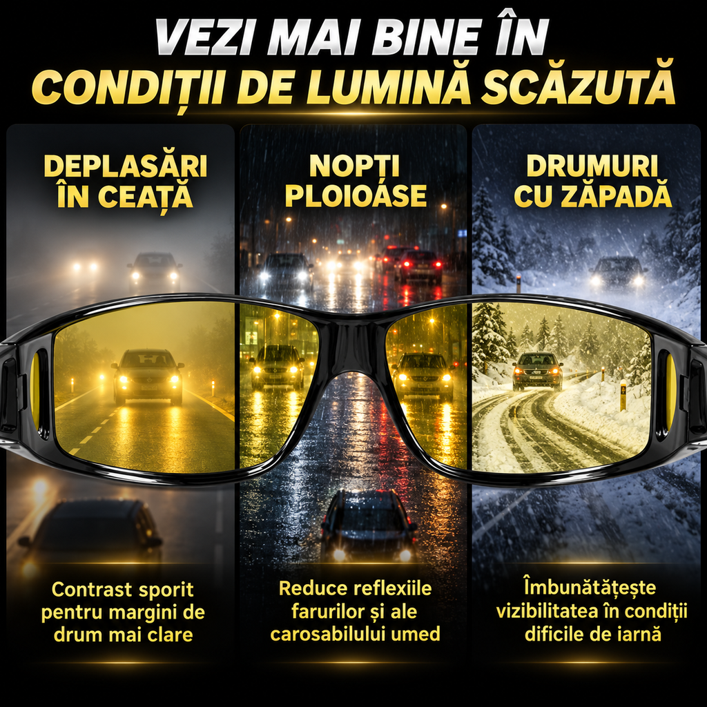 NightVision HD – Ochelari pentru Condus pe Timp de Noapte