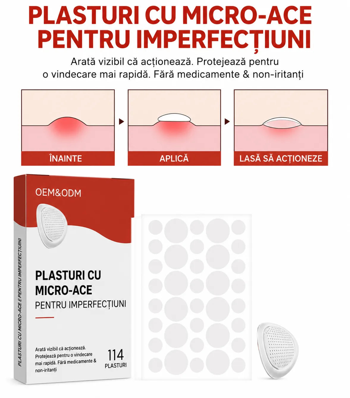 DermaLux - 144 plasturi pentru înlăturarea imperfecțiunilor